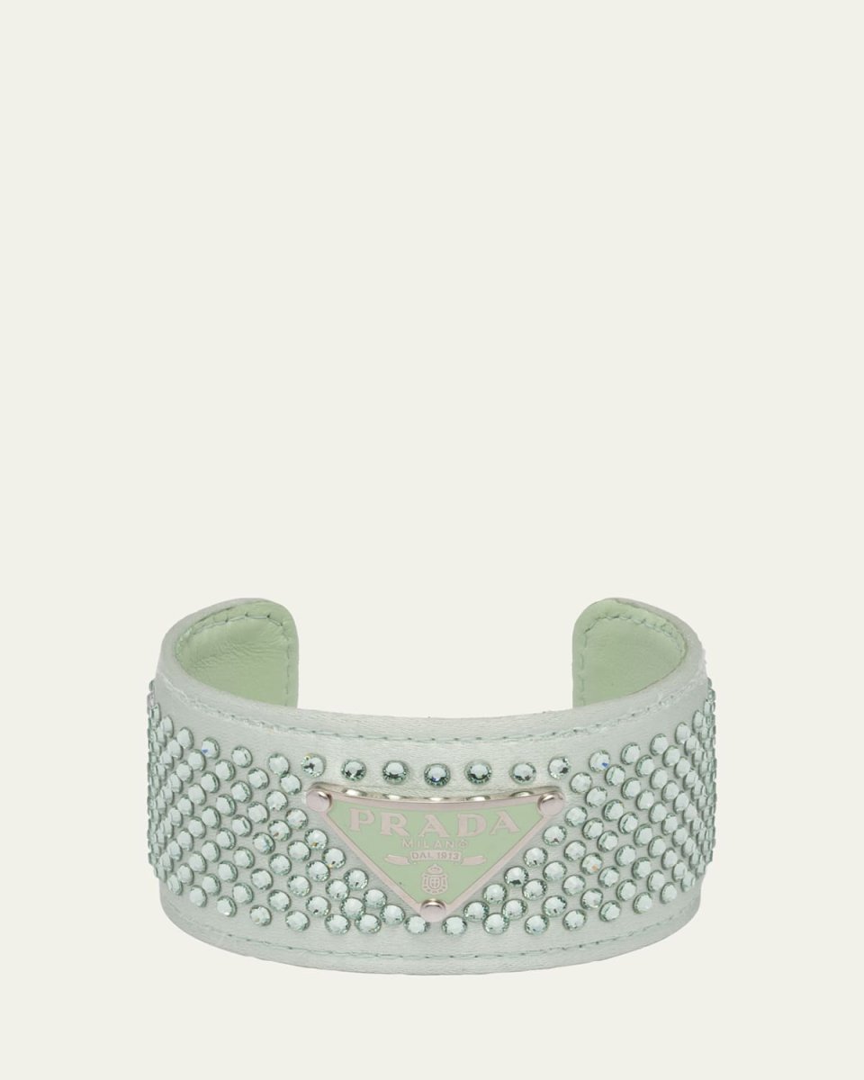 Triangle Logo Crystal Leather Cuff
